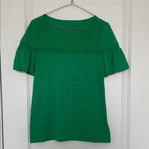 Talbots Green Lace Short Sleeve Top